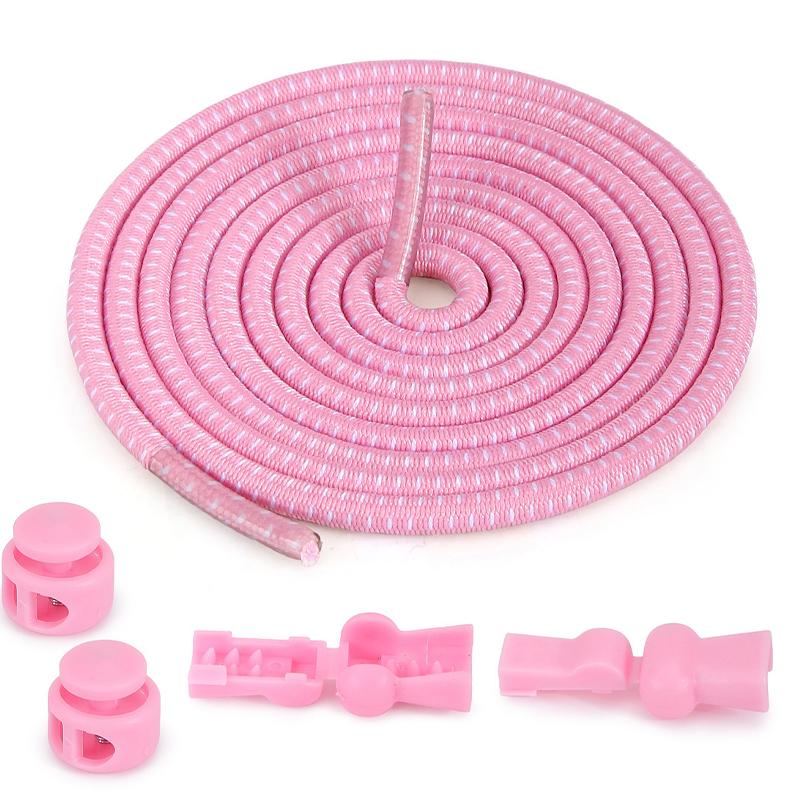 1 pair Colorful elastic band circular spring buckle adult and child elastic no tying, black and white lazy shoelaces