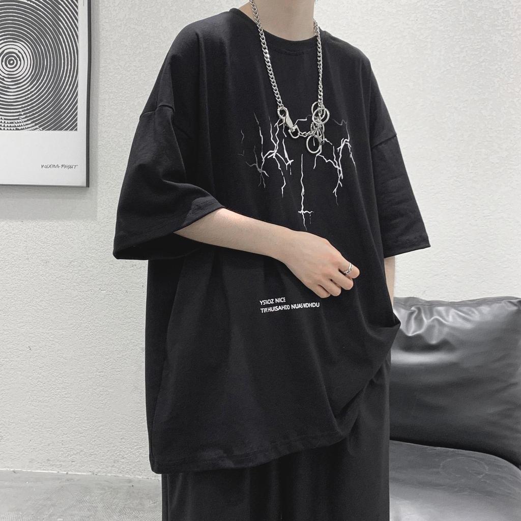 2021 Men's Short-Sleeve Summer Trendy Loose Hong Kong Style T-Shirt