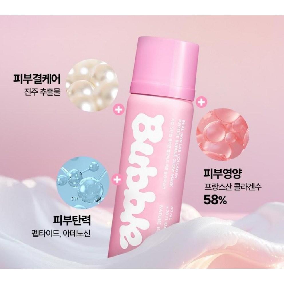 NATURE REPUBLIC Real Skin Lab Collagen Peptide Bubble Water Glow Mask, 80ml