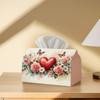 1pc 2D Flat Printed Tissue Box with Heart, Floral, and Butterfly Design, Suitable for Romantic Dates/Cozy Family/Sweet Weddings/Holiday Parties, Polye