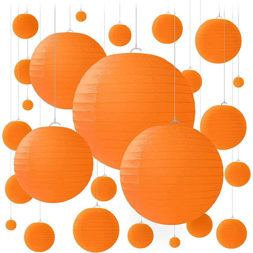 25Pcs Hanging Paper Lanterns Exquisite Round Festival Decor for Outdoor Indoor Celebration Wedding Birthday Japanese Inspired