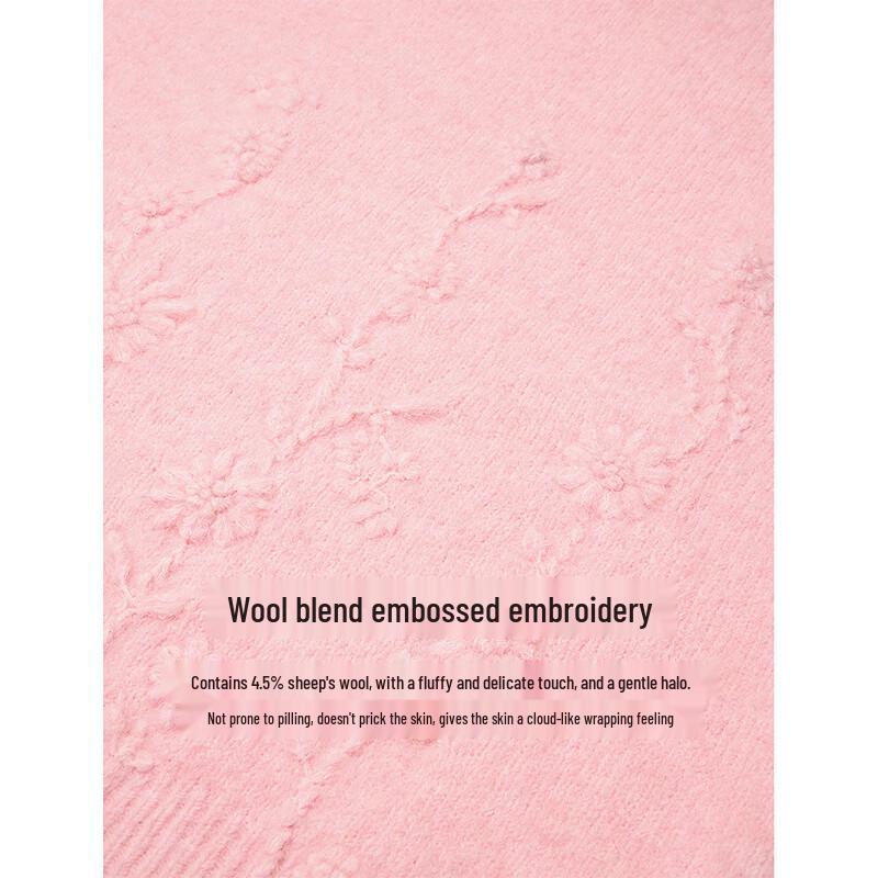 INMAN Women's Gentle Embossed Floral Embroidery Sweater