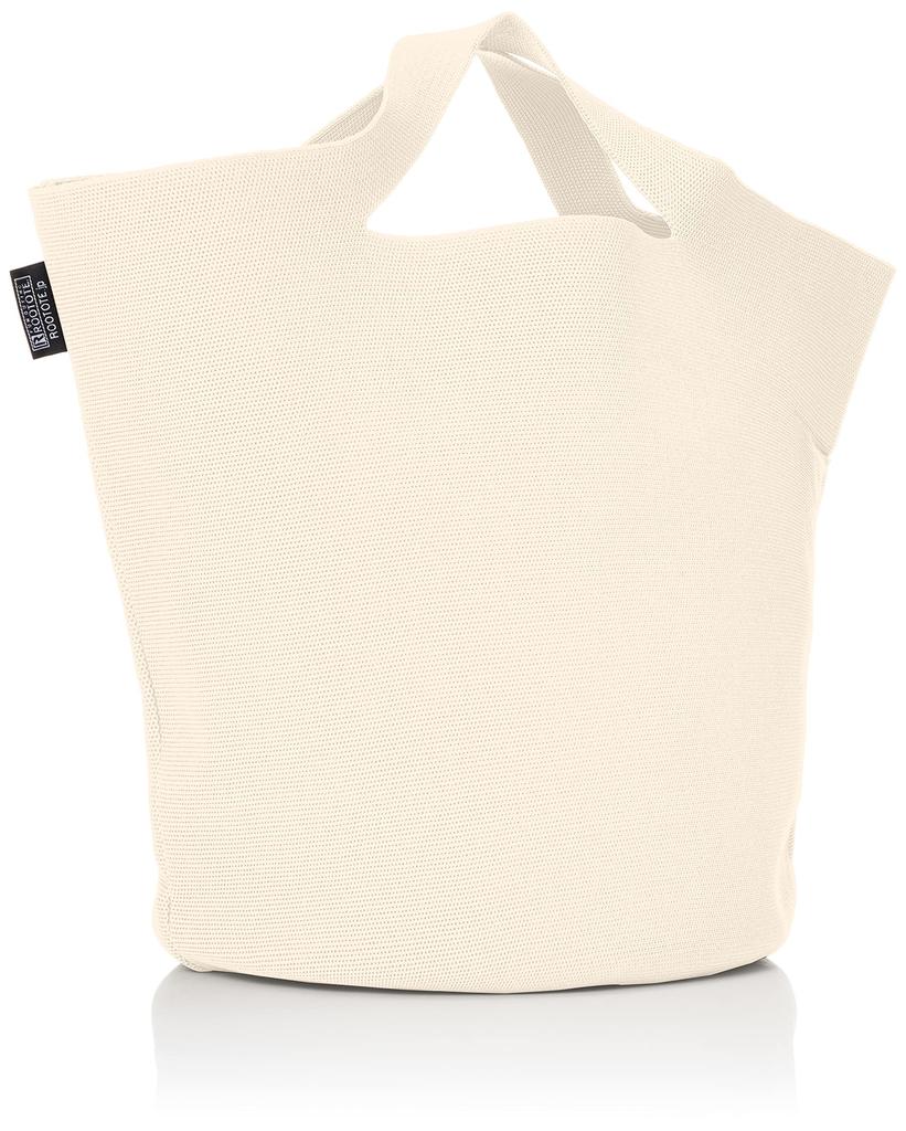 recycled yarn knitted basket tote bag Grande 0257 Ivory [Rootote] Lightweight, freestanding, hat-shaped, Po-No Women's