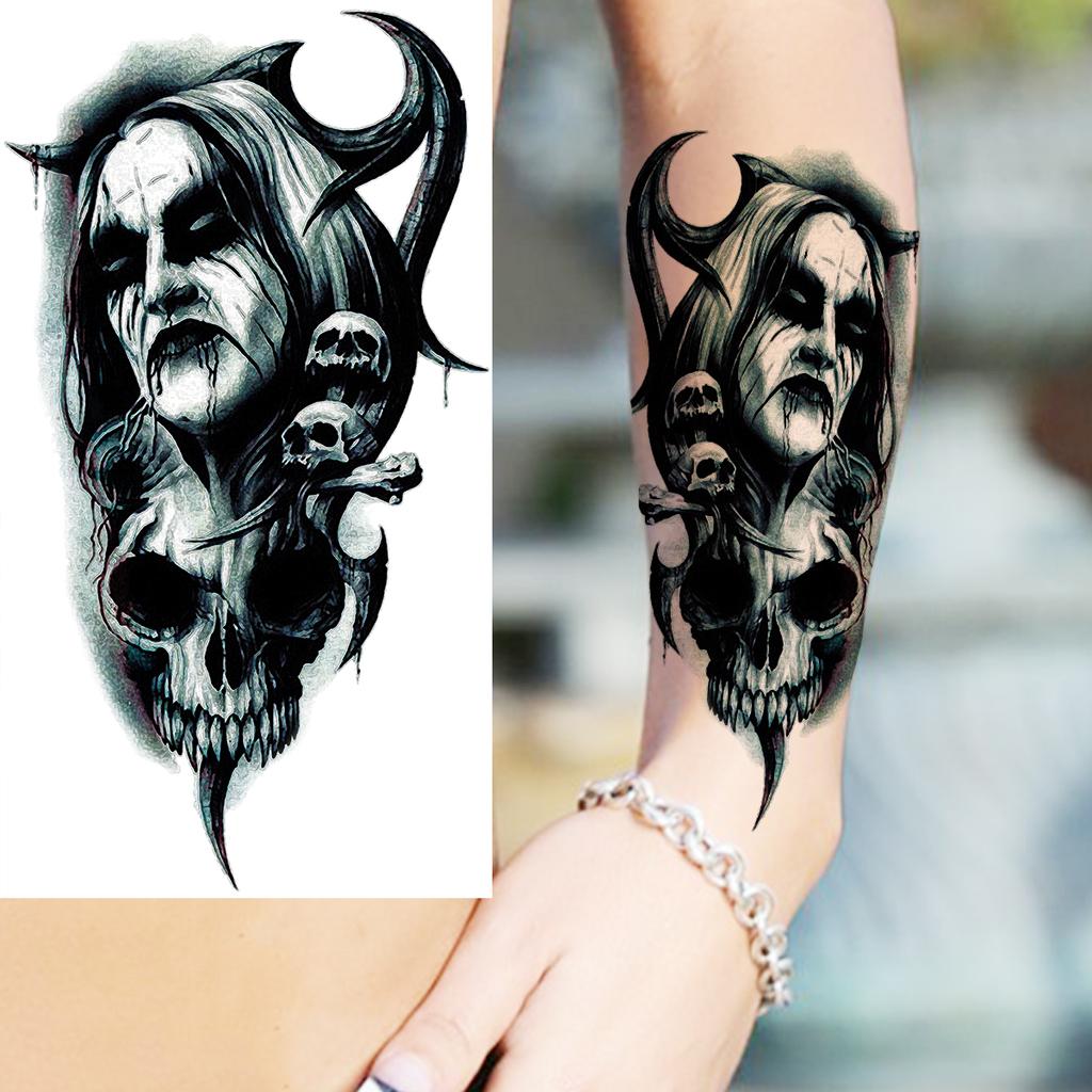 Tiger Flower Temporary Tattoos For Women Men Realistic Lion Scorpion Vampire Skull Compass Fake Tattoo Sticker Forearm Tatoos