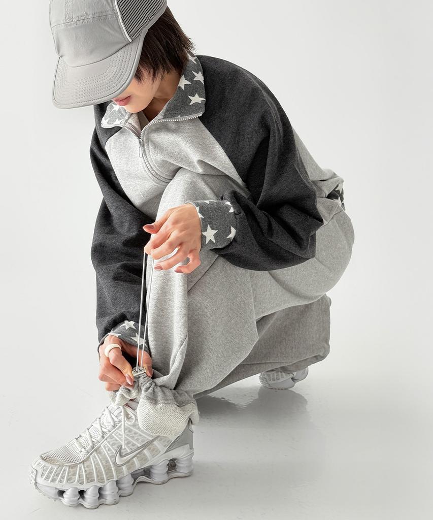 THE GREEN LAB Star Patch Terry Pants [Melange Gray]