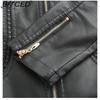 BITCED Spring/Autumn Women's Leather Jacket Women's Elegant Plus Size Stand Collar Leather Jacket