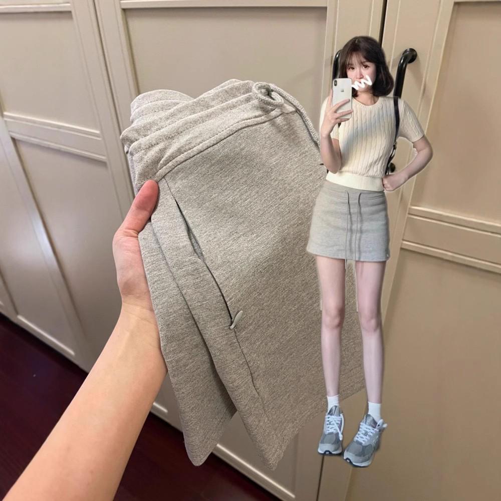 

2025 Summer Collection: Casual Grey A-line Midi Skirt, Black Bodycon Mini Skirt, Sweatshirt Dress, & Pants XL серый