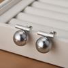 2026 Minimalist French Pearl Stud Earrings - Gold Bar Pinkish Faux Pearl Drop Earrings for Women Light Luxury Jewelry