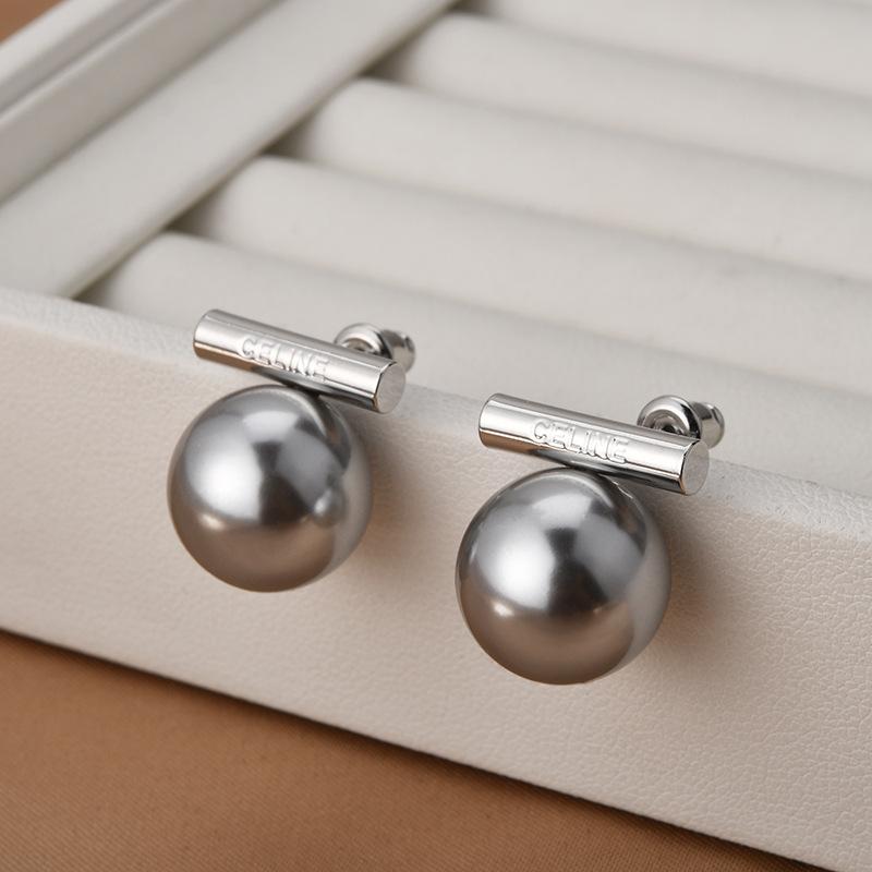 2026 Minimalist French Pearl Stud Earrings - Gold Bar Pinkish Faux Pearl Drop Earrings for Women Light Luxury Jewelry