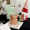 Lebkuchenmann Handbemalte Keramik-Kaffeebecher mit Geschenkbox Wasserbecher für Kaffee Tee Heiße Schokolade Weihnachtsgeschenk für Frau