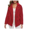 Women's Winter Casual Padded Thickened Suit Collar Button Lambswool Jacket Cardigan