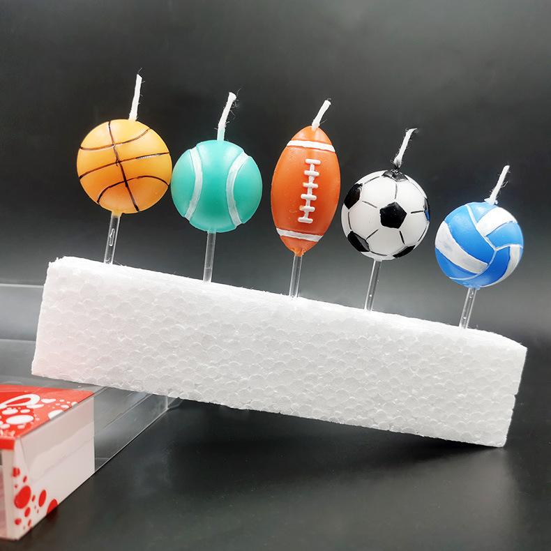 Children's Birthday Cake Candle Creative Cartoon Simulation Soccer Basketball Bowling Volleyball Shape Birthday Candle