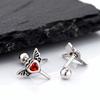Gothic Wings Stud Earrings for Men Women,Vintage Stainless Steel Heart Zircon Sword Stud Earrings,Punk Piercing Jewelry Gift