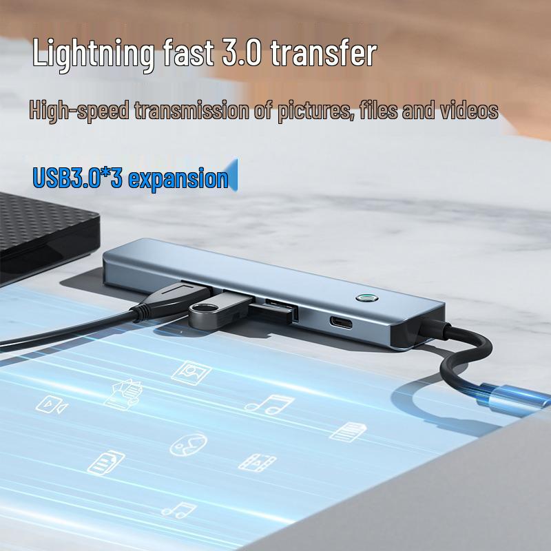Three-in-One Type-C Multifunctional Dock: 4K HDMI, PD100 Fast Charging, USB 3.0 Ports