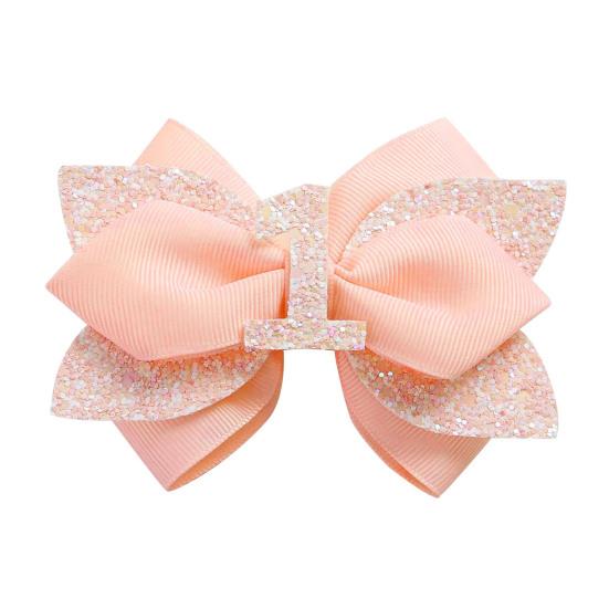 Pink Birthday Hair Bow for Baby 1-6 Years Glitter Sequin Party Hairpin Satin Ribbon Bow with Elastic Tie & Metal Clip Sparkling Number Hair Accessory