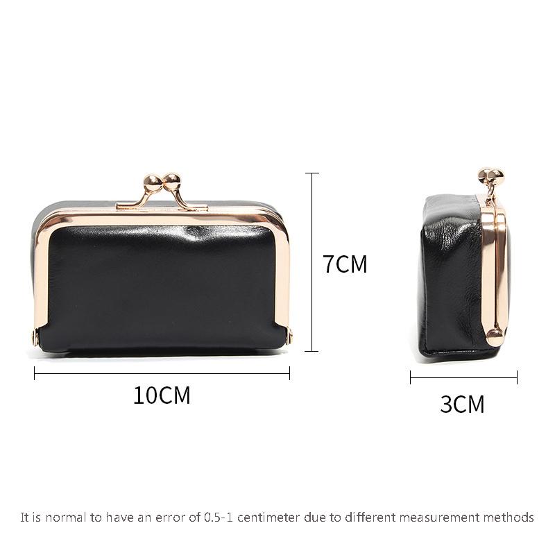Compact Vintage Genuine Leather Kiss-Lock Mini Pouch Retro Style Multi-Color Cosmetic Bag for Small Accessories Brand Coin Purse