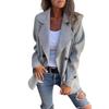 Damen Übergröße Wendbare Tweedjacke Lässig Revers Langarm Knopfjacke