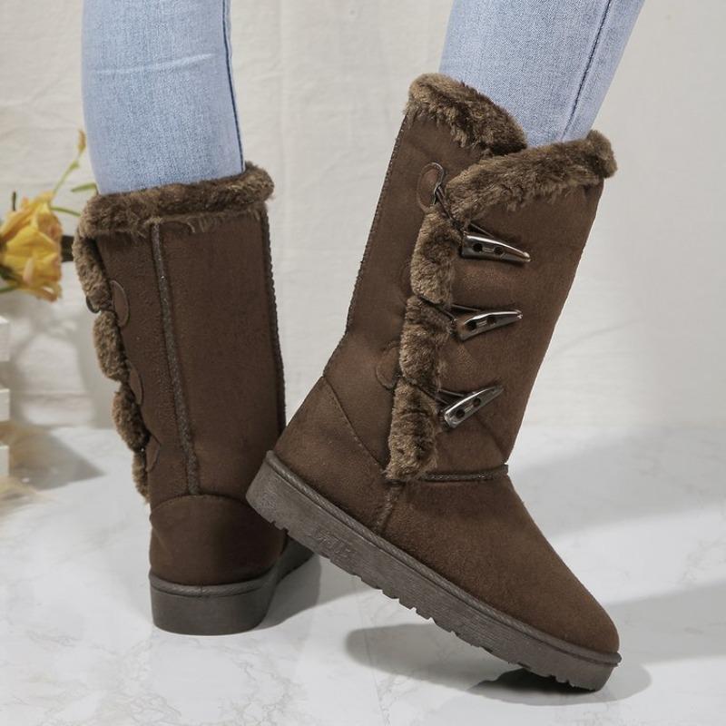 Big Size Long Snow Botas Women 2024 Winter Platform Casual Cotton Shoes Women Flat Comfortable Brown Warm Boots Botines Mujer