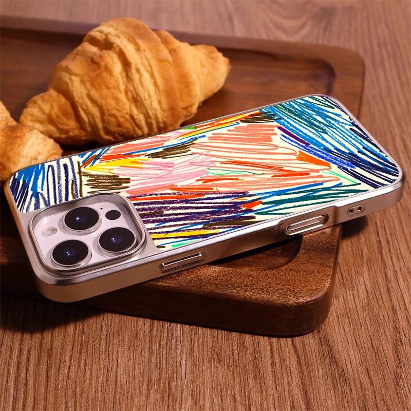 Colored Crayon Graffiti Lines for iPhone17 Mobile Phone Case Apple 15 Matte PC16 Personality 13 Art 14