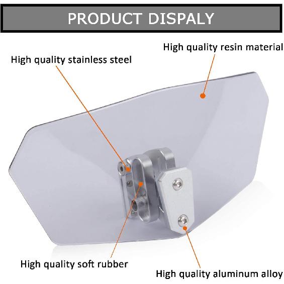 Universal Motorcycle Windshield Extension Adjustable Spoiler Windscreen Extender for Motorcycle(Light Gray)