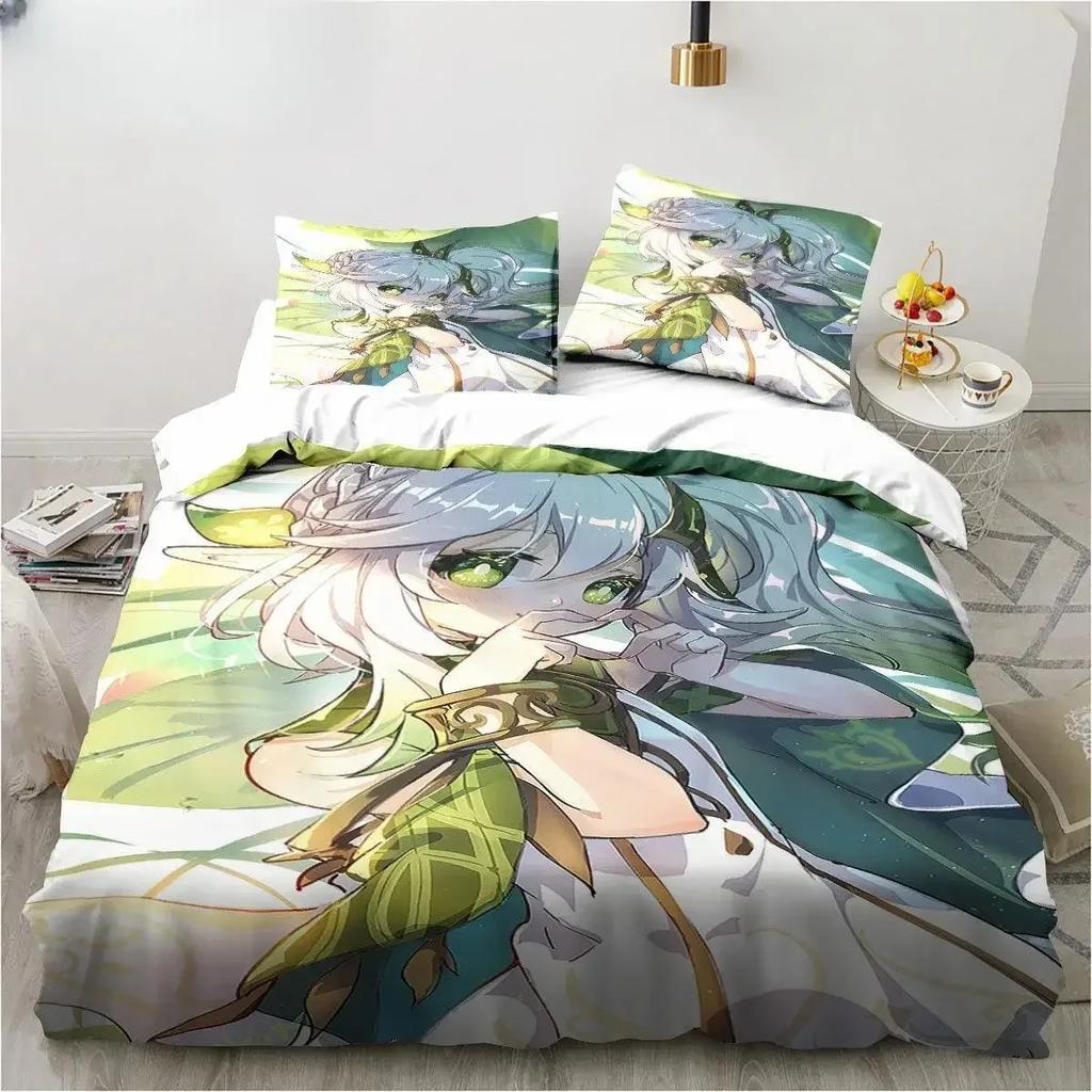 Genshin Impact Nahida Kawaii Cute Comfortable Duvet Quilt Cover Pillowcase Bedding Set Children Bedroom Decoration Home Textile