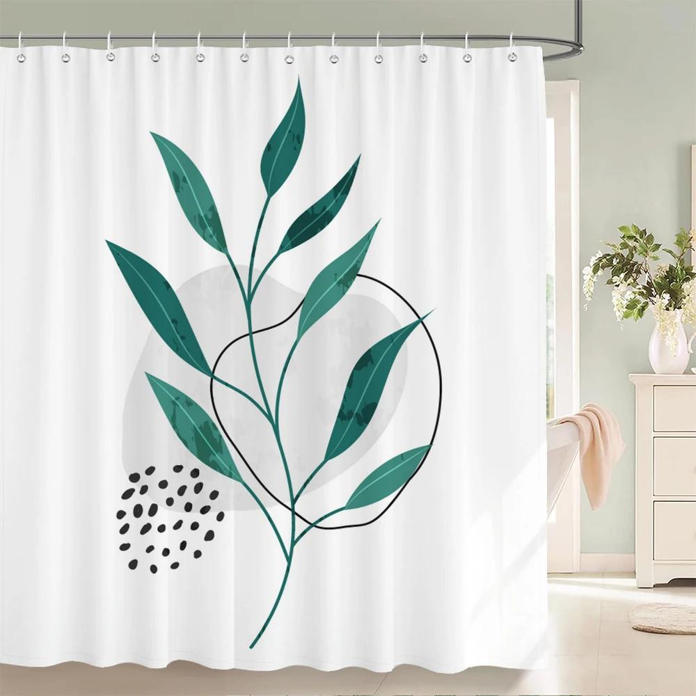 Nordic simplicity style Plant leaves Printed Shower Curtain With Hook Bathroom Curtain Home Decoration Curtain 3D Bath Curtains