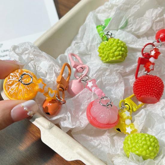 Bag Pendant Star Fruit Shape Bag Hanging Ornament with Bell Sound Stress Relief Charm Key Chain Hanging Ornament