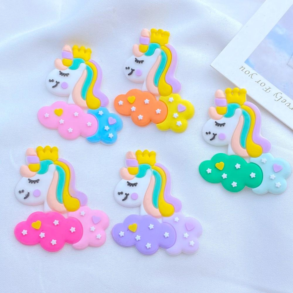 10pcs New Cute Cartoon Little Unicorn Series PVC Flexible Glue Flat Back DIY Scrapbook Embellishment Phone Craft Decoration