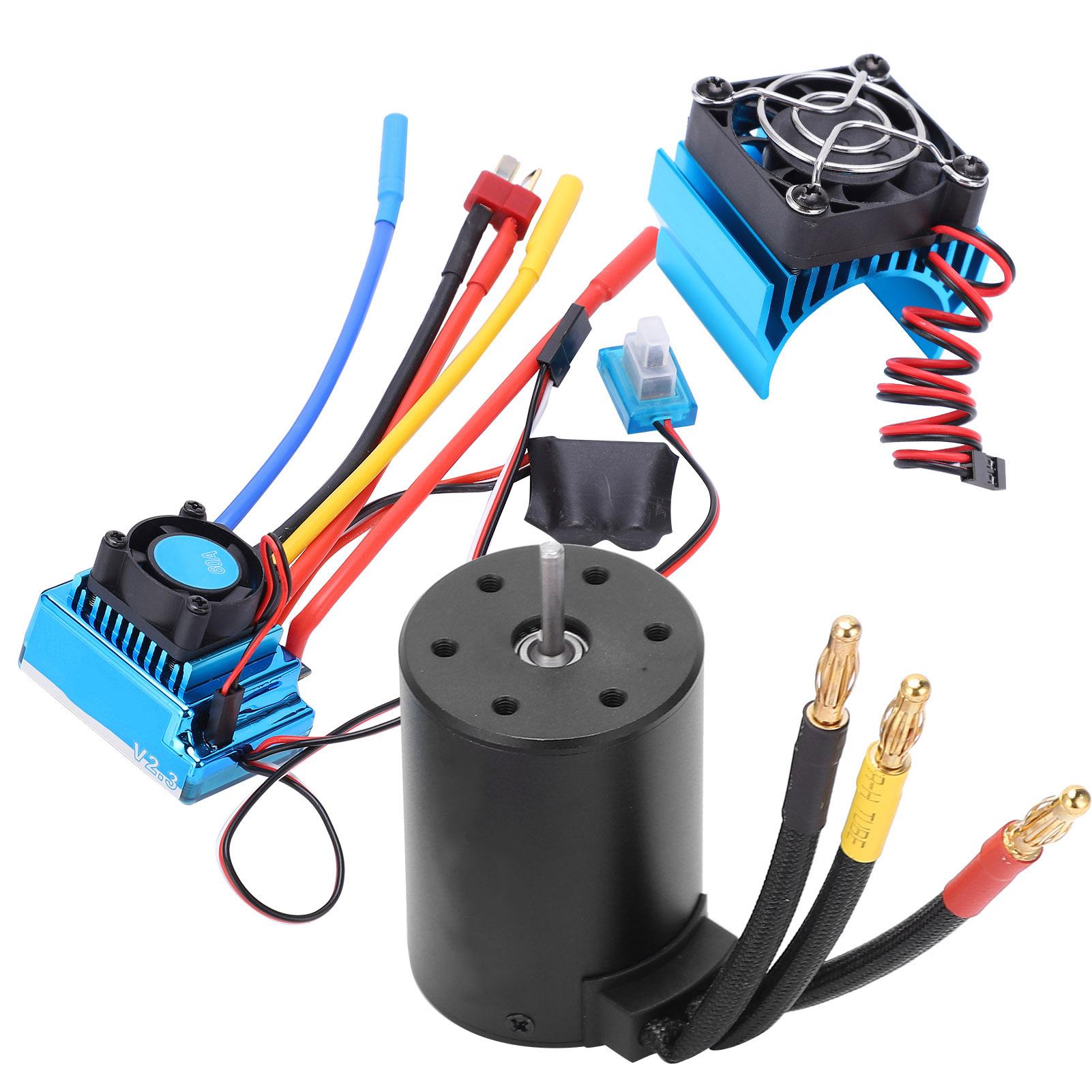 

3650 2300KV Waterproof 4 Poles Brushless Motor 60A ESC Heat Sink Combo Set for 110 RC Car