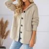 Autumn/Winter Thick Knit Hooded Jacquard Cardigan with Pockets