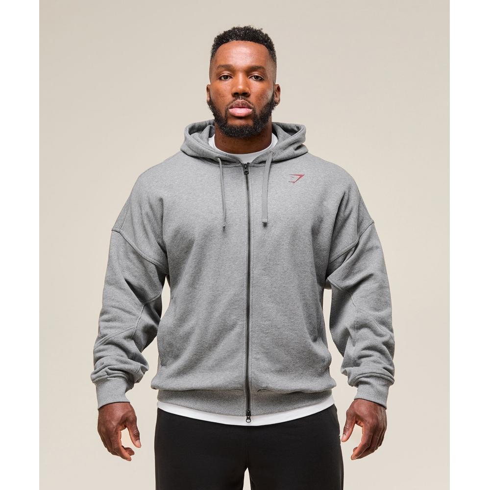Gymshark Power Zip Up Hoodie Charcoal Core Marl A2c9j Gbbb