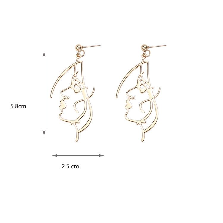 Punk Human Face Drop Earrings For Women Retro Abstract Hollow Out Statement Hand Metal Fashion Dangle Earring Jewelry