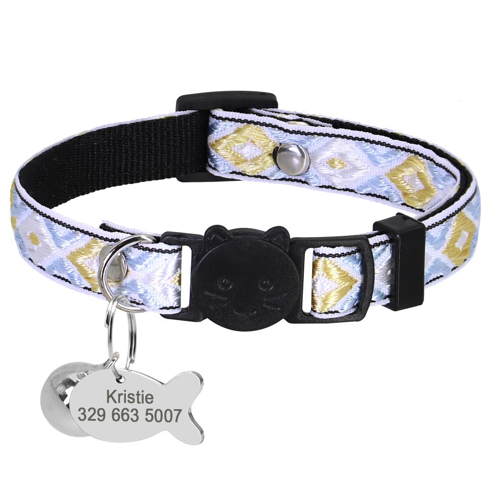 11 Colors Quick Release Cat Collar Personalized Safety Cat Collars Necklace Free Engraved ID Tag Nameplate With Cute Bell Gift