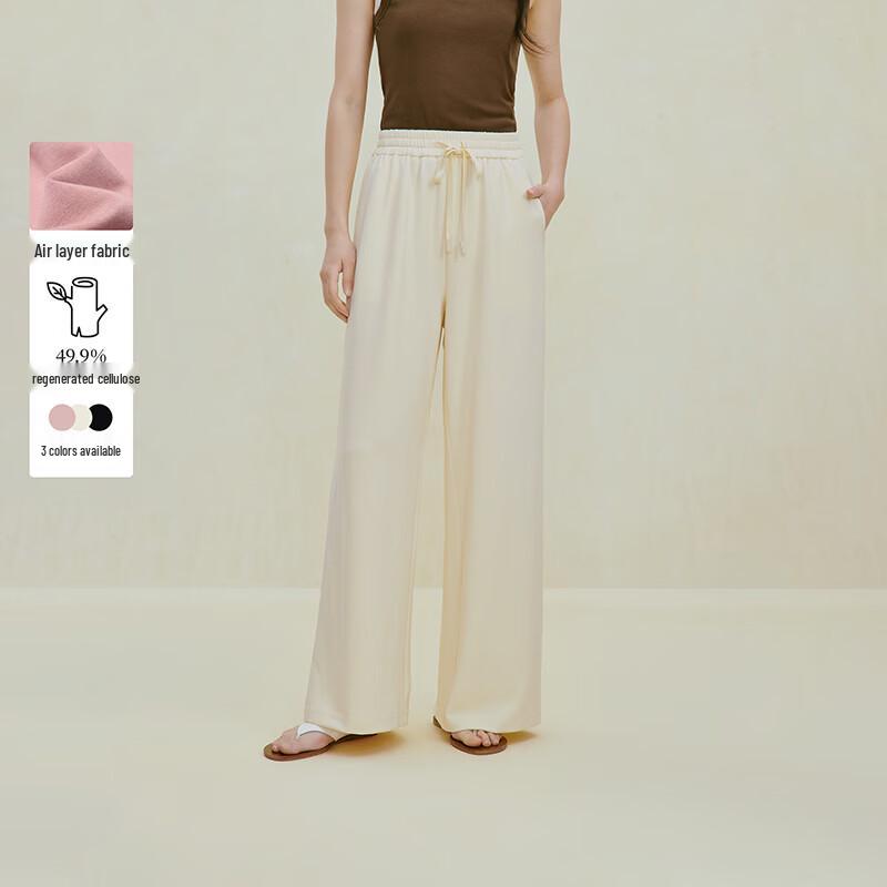 INMAN Women s Elastic Drawstring Air Layer Wide-Leg Pants L абрикосовый