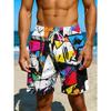 Summer Men's Beach Shorts Colorful Geometric Abstract Graffiti Art Hawaiian Casual Shorts