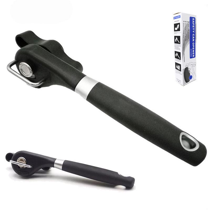 Stainless Steel Manual Can and Bottle Opener with Rubber-Plastic Handle