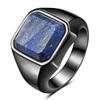European & American Minimalist Retro Geometric 22MM Square Lapis Lazuli Inlaid Stainless Steel & Titanium Ring