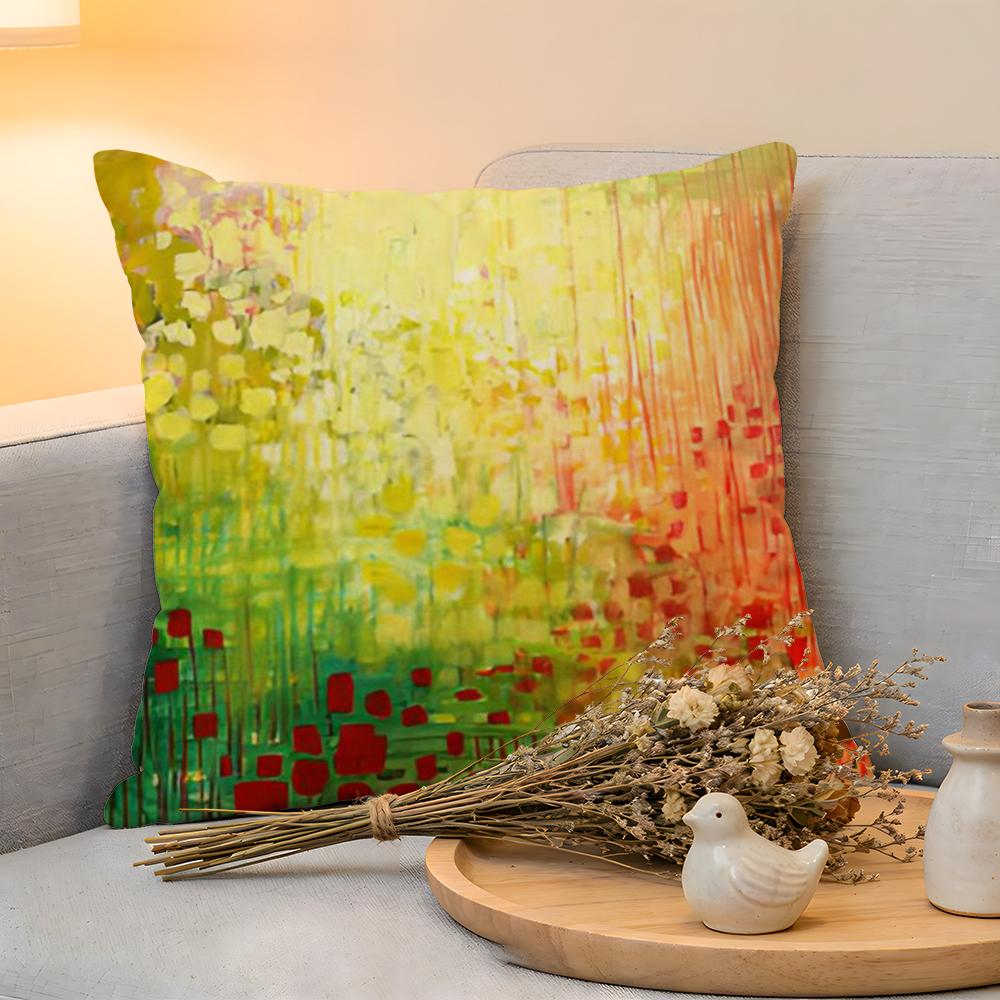 Cushion Cover Linen SkinFriendly Soft Decorative Case for Sofa Home Decor Anime Abstract Paint Colorful Pillow Cover
