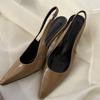 Baotou sandals women's summer 2025 new Korean version commuter high heels French patent leather high-end pointed thick heel single shoes