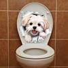 3D Cracked Dog Toilet Stickers Animal Wall Sticker Cute Bathroom Decoration  Christmas Decals