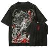 Camiseta Lavada Amante de Anime Doom Roupa para Todas as Estações Novo Modelo Roupas com Personalidade Tamanho Plus Size Unissex Alta Qualidade Produto Quente Macio