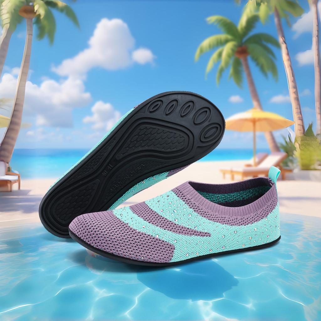 Women Water Shoes Slip On Quick Drying Breathable Mesh Upper Lightweight Outdoor Beach Hiking Aqua Socks