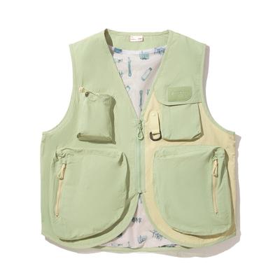 Li Ning Kleurblok Rits Zacht Comfortabel Ademend Veelzijdig Mouwloos Vest Heren vesten Grasgroen AMDV075-3