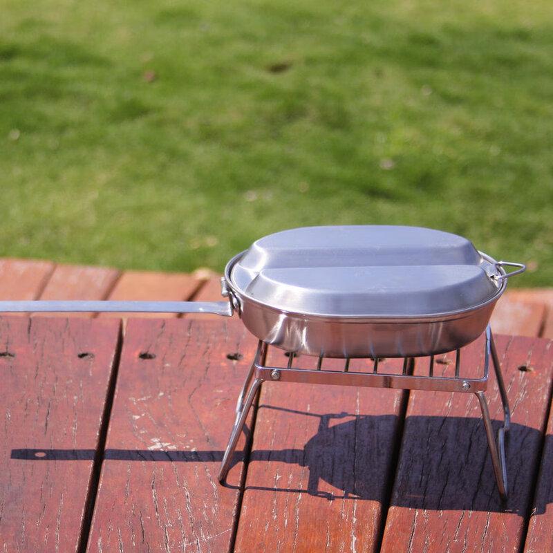 

Stainless Steel Round Portable Camping Cookware Set 20.9*16.7CM