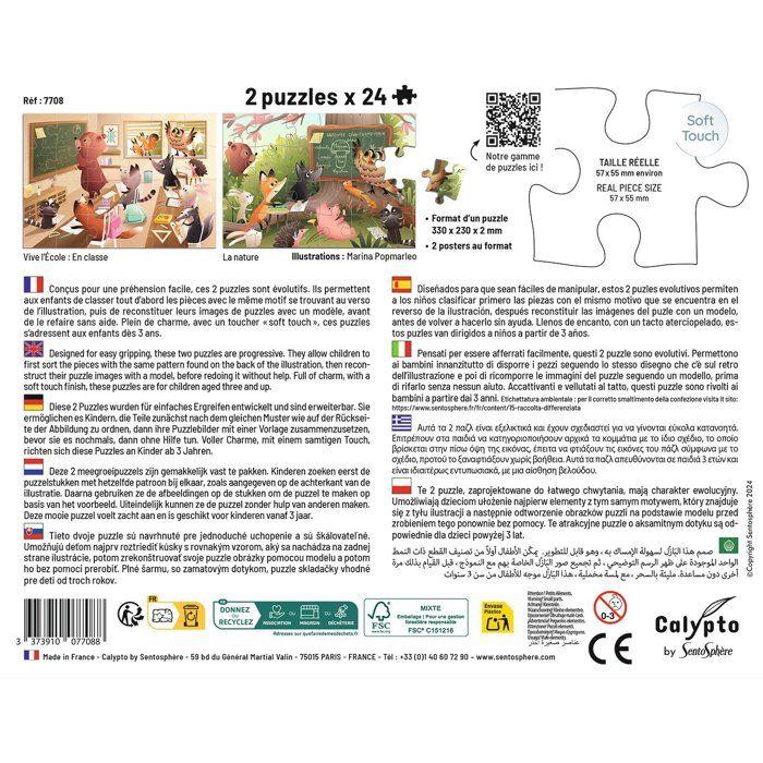 2 Puzzles - SENTOSPHERE - 24 pieces - Vive l'Ecole - Observation - Mémoire - Logique - Des 3 ans