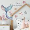 Mermaid Tail with Starfish and Shells Wall Stickers Dreamy Sea Self-Adhesive Art for Bedroom and Living Room Home Decor
