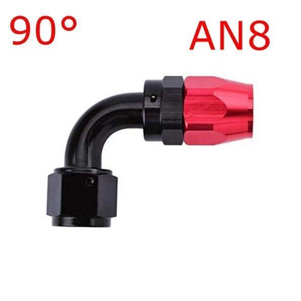 Universal AN4/AN6/AN8/AN10/AN12 Straight 0 45 90 Degree Oil Fuel Swivel Hose End Fitting Oil Hose End Adaptor Kit Black Red