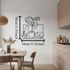 Modern Minimalist Cat and Plant Metal Wall Art, Abstract Line Drawing Decor for Living Room