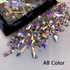 180pcs AB Flatback Glass Nail Art Rhinestones Multi-shape Mixed Diamond Gems Blue Purple Crystal Stones For DIY Nail Decoration