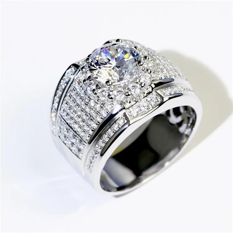 Luxuriöser, modischer weißer Zirkonring, antiallergen, für Männer, Schmuck, Hochzeit, Verlobung, Party, Ring, hochwertige Herrenringe